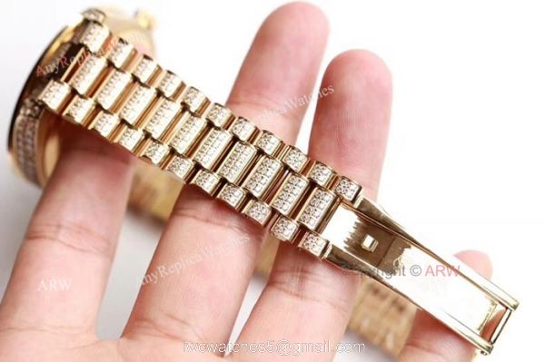 Swiss Grade 1 Replica Rolex Presidential Diamond DayDate Watch Yellow Gold 39mm 6