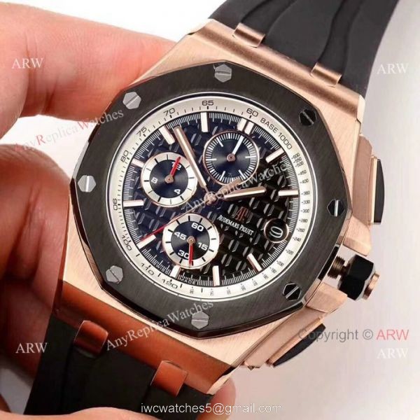 Audemars Piguet Royal Oak Offshore Replica Watch Black Case Rose Gold Bezel 6