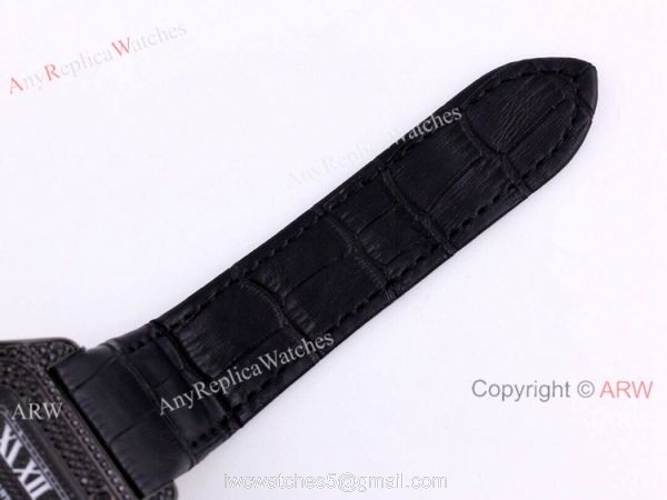 Knockoff Cartier Santos Chronograph Watch Black Diamonds 6