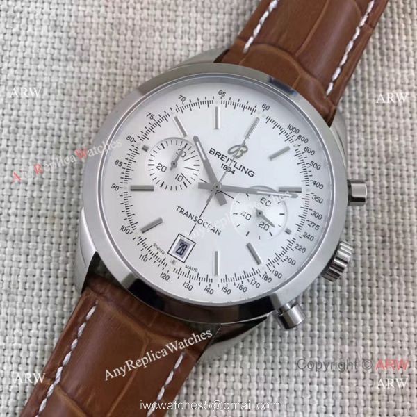Clone Breitling Transocean Watch Black Chronograph Leather Strap 6