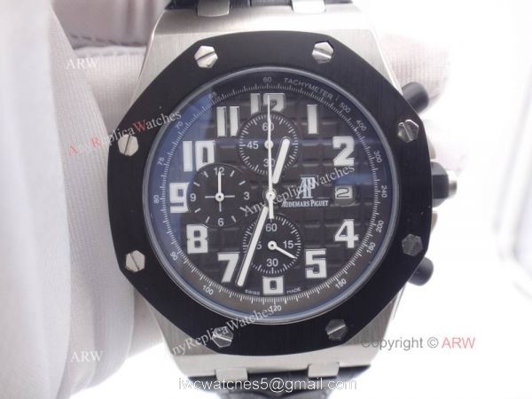 Replica Audemars Piguet Watches For Sale Royal Oak Offshore Black Leather Band Watch 6