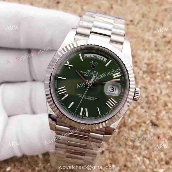 Replica Rolex Day-Date II Watch 40mm Olive Green Dial 6