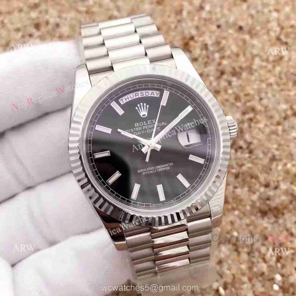 Replica Rolex Day-Date II Watch 40mm Black Face 6