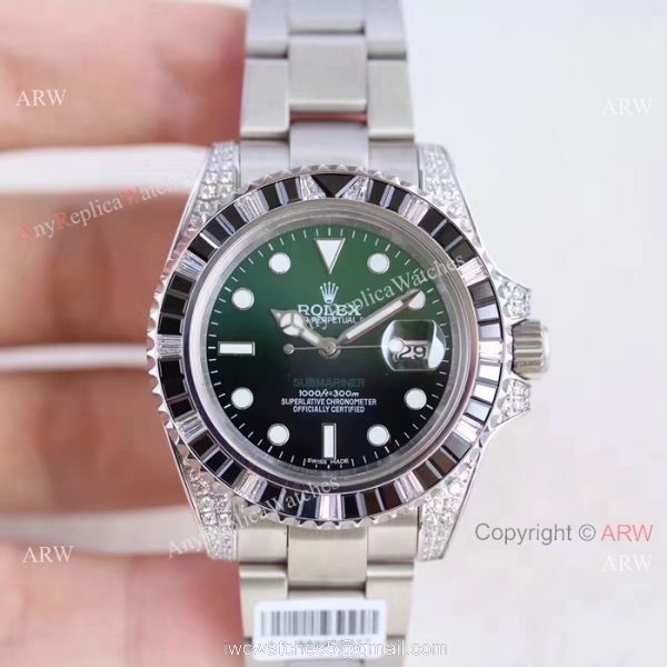 Asian ETA Rolex Submariner Watch Stainless Steel Black Diamond Bezel 6