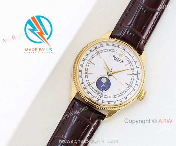 SWISS Rolex Geneve Cellini Black Moonphase / Yellow Gold Rolex Cellini Moonphase Replica watch 6
