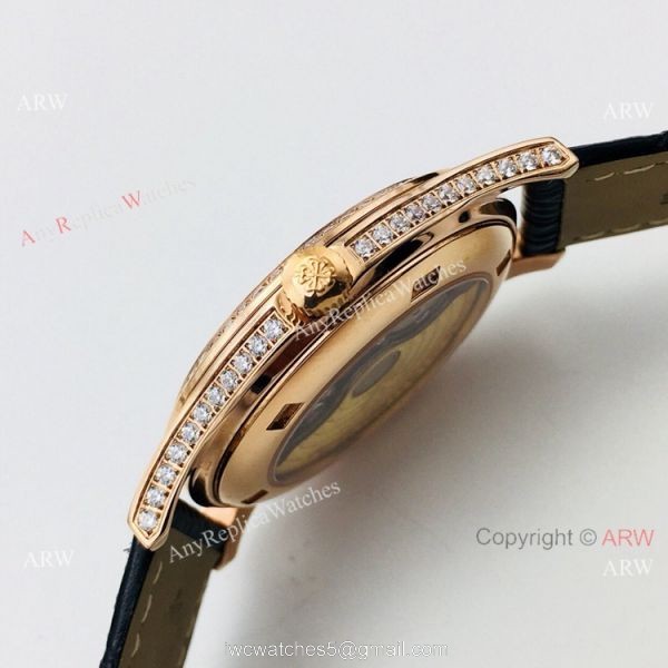 Swiss Grade 1 Patek Philippe Calatrava V2 Cal.9015 Watch Rose Gold Diamond 38mm 6