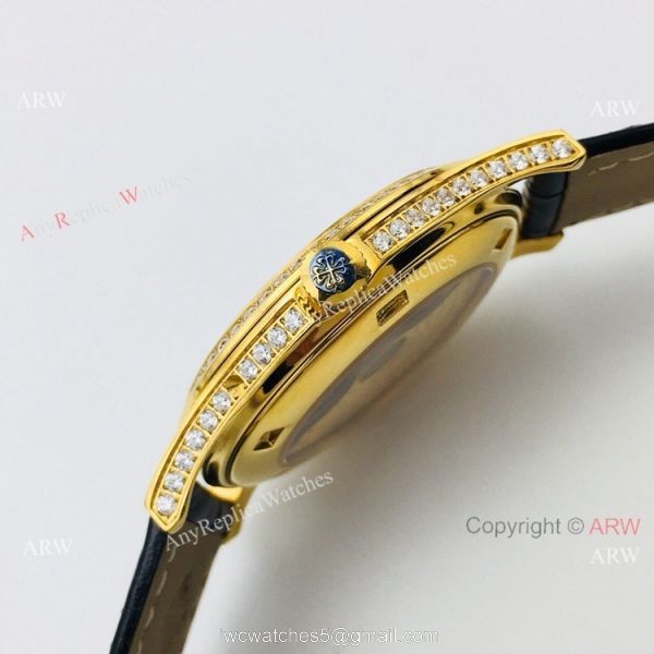 Swiss Replica Patek Philippe Calatrava V2 version Yellow Gold Diamond Watch 6