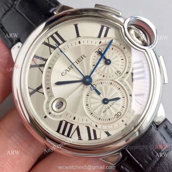 Swiss Replica Cartier Chronograph White Dial Watch 44mm 6