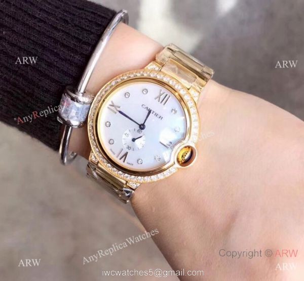 Stainless Steel Diamond White Dial Womens Fake Cartier Watch 6