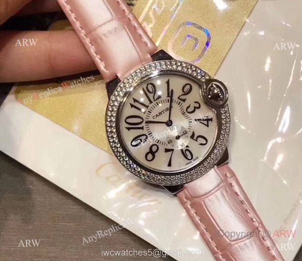 Womens Fake Cartier Watch Ballon Bleu Diamond Bezel 36mm 6