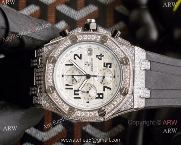 Knockoff Audemars Piguet Royal Oak Offshore Watch Iced Out White Face 6