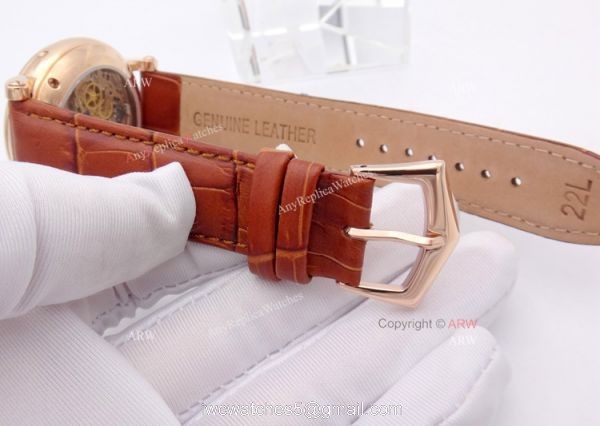 Rose Gold Patek Philippe Moon Phase Brown Leather Mens Replica Watch 6