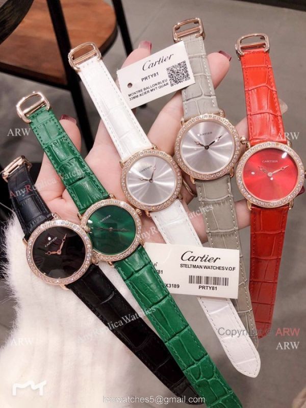 Cartier Rose Gold Green Dial 33mm Watch Swiss Quality Cartier Watch Lady 6