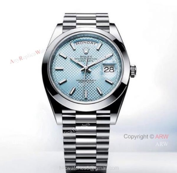Copy Rolex Day-Date 40mm SS Ice Blue Dial Standard Markers Watch 6