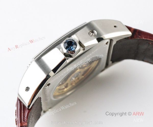 Swiss Grade Replica Cartier Santos 9100 Black Leather Watch 6