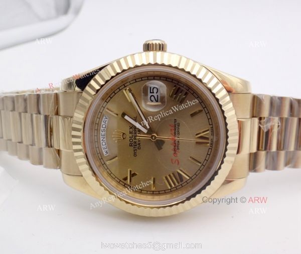 New High Quality Replica Rolex Day-Date President Band Gold Dial 40mm Watch 6