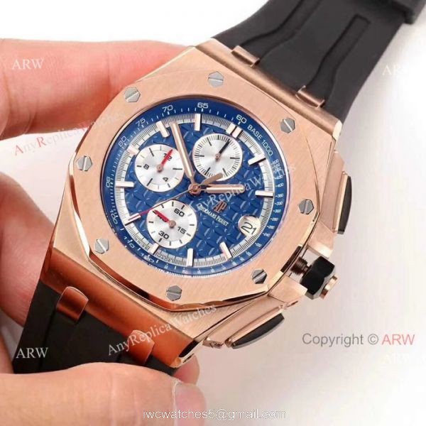 Fake Audemars Piguet For Sale 44mm Rose Gold Blue Dial Mens Watch 6