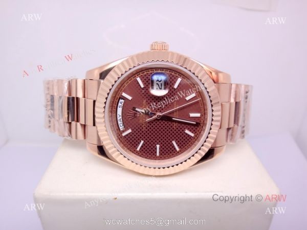 Rolex Day Date President Replica 40mm Watch All Rose Gold Chocolate Dial 6