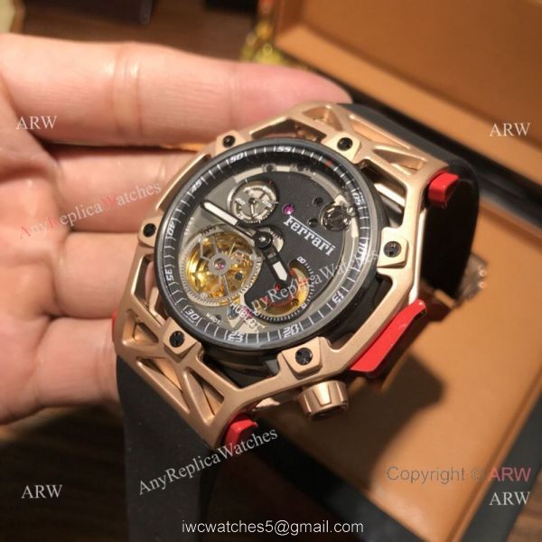 Swiss Copy Hublot Techframe Ferrari 70th Anniversary Watch SS Skeleton Case 6