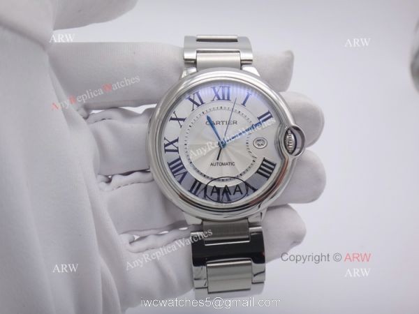 42mm Cartier Ballon Bleu Copy Watch Silver Steel QUARTZ Movement 6