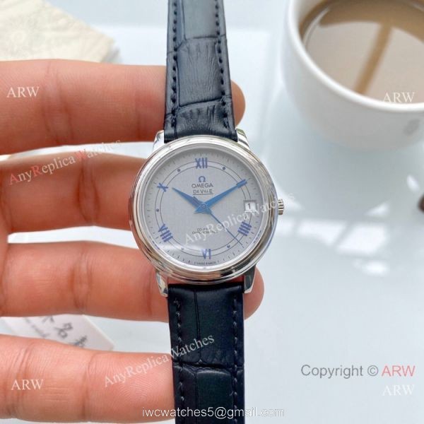 Clone Omega De Ville Prestige Ladies Watches Brown Leather Strap 6