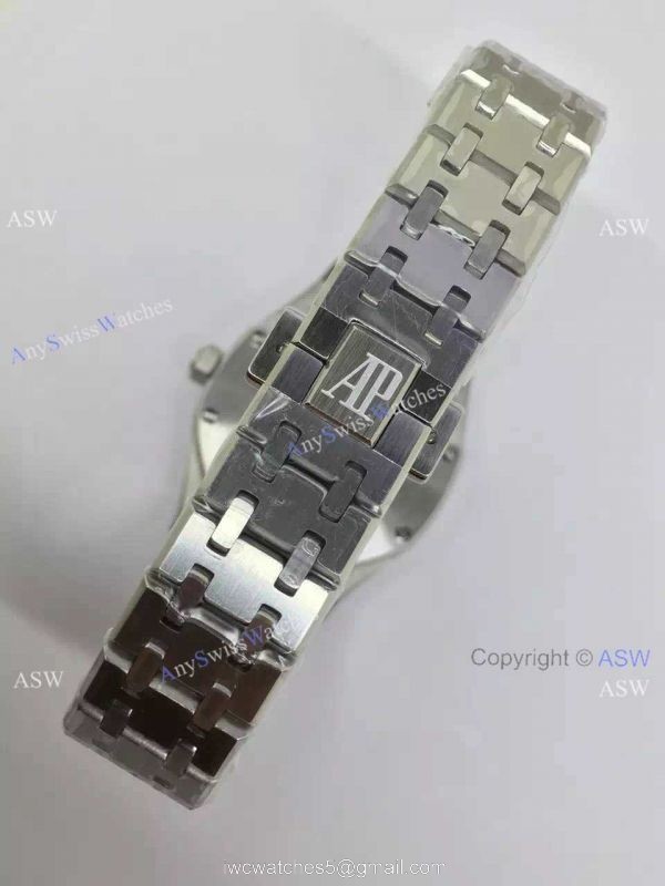 Copy Swiss Audemars Piguet Royal Oak Diamond Bezel Watch SS White Dial 6