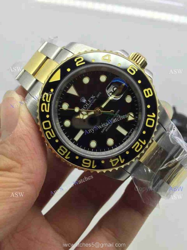 Copy Swiss Rolex GMT- Master II Watch 2-Tone Black Ceramic 40mm 6