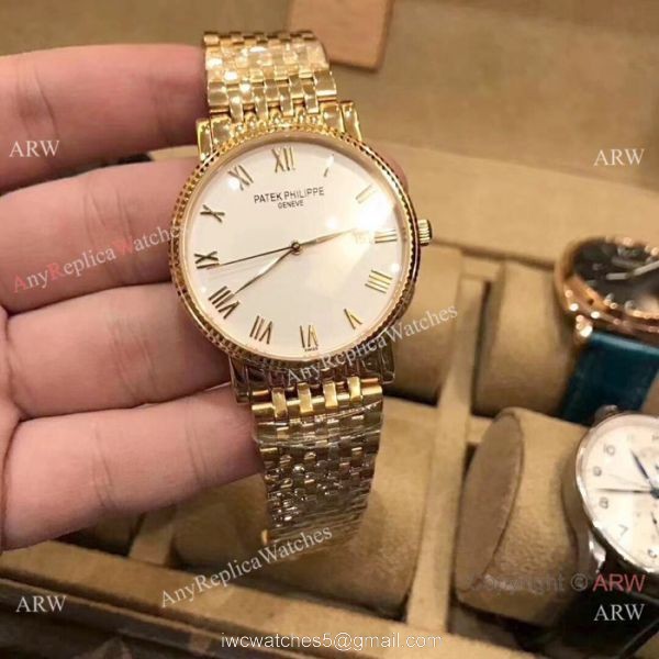 Best Replica Patek Philippe calatrava Men Watch All Gold White Dial 6