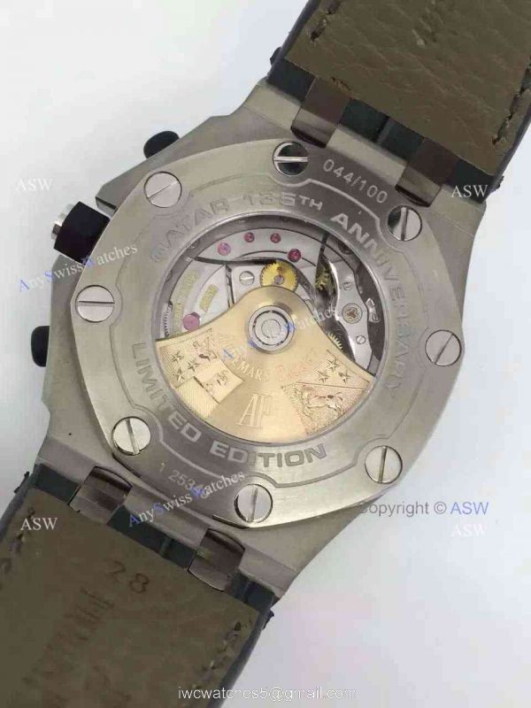 Replica Audemars Piguet Watch Stainless Steel Gray Dial Black Case Black Leather 6