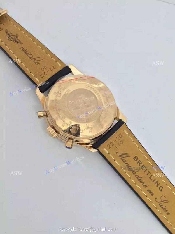 Swiss Replica Breitling 1884 Chronometre Navitimer Watch Rose Gold Case Black Dial 6