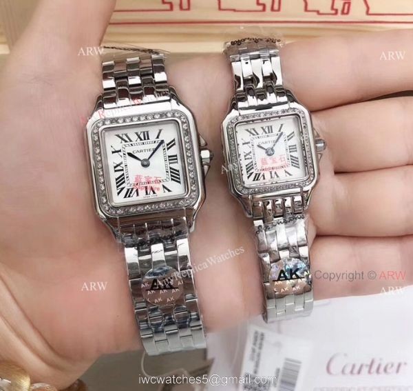 Fake Panthere De Cartier SS Diamond Watch Ladies 22mm 6