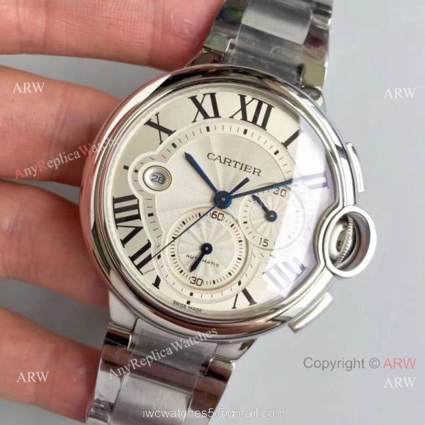 Copy Ballon Bleu Cartier Chronograph Watch Stainless Steel 6
