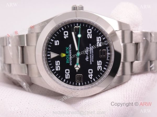 New Upgraded Rolex Air King 116900 Black Face Stainless Steel Replica Watch 1:1 6