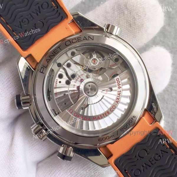 (OM)Swiss Replica Omega Seamaster 600m Master SS Black Chronograph Face 6
