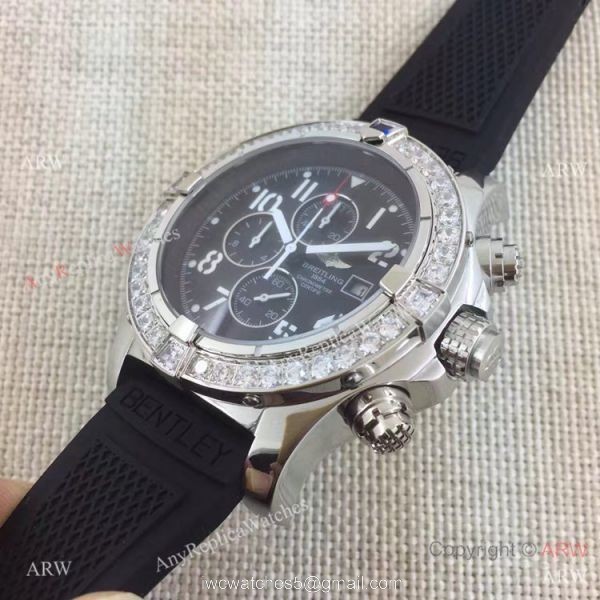 Replica Breitling Watches With Diamond Bezel Black Rubber Super Avenger Watch 6