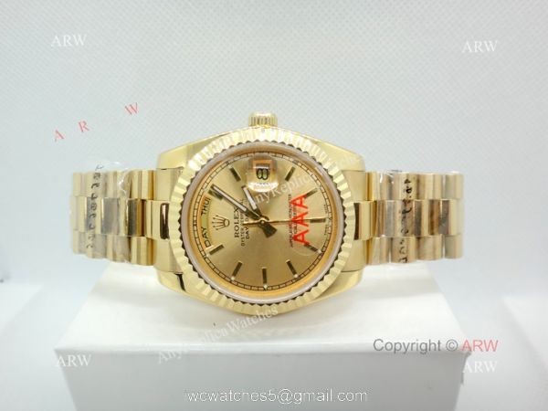 36mm Rolex Day Date Yellow Gold Replica Watches Worldwide Shipping 6