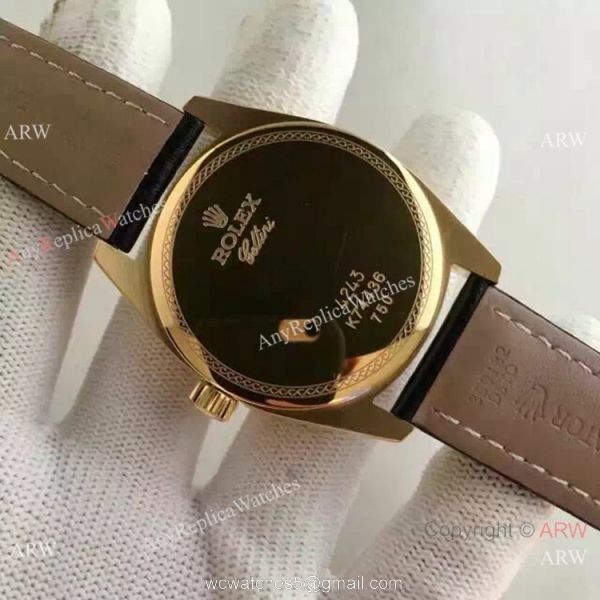 Swiss Rolex Cellini Danaos Gold Case White Dial Replica Watch 6