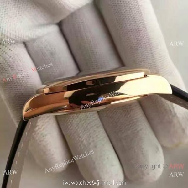 Swiss Replica Rolex Cellini Danaos Watch Rose Gold Black Face Automatic Movement 6