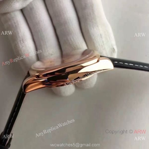 Swiss Replica Rolex Cellini Danaos Replica Watch Rose Gold Black Leather Strap 6