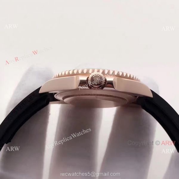 Swiss ETA2836 Rolex Submariner Rose Gold Rubber Strap Watch 40mm 6