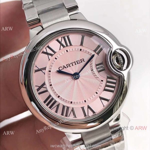 AAA Replica Ballon Bleu Cartier Quartz Watch Stainless Steel Pink Dial 6