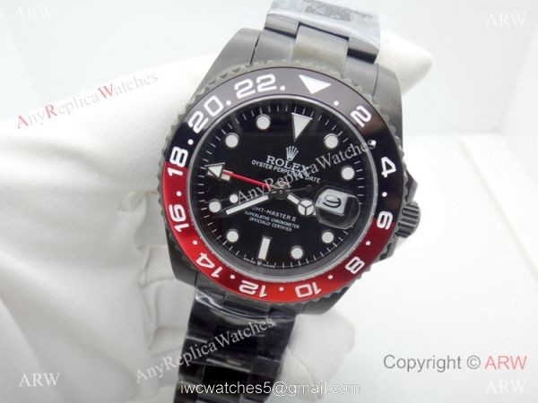 All Black Rolex Replica GMT-MASTER II Watch / Red Black Ceramic Bezel 6