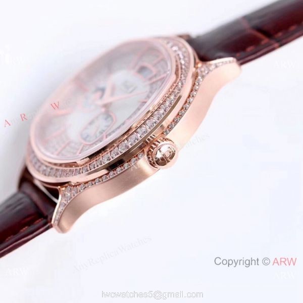 Swiss Copy Piaget Emperador Coussin Dual Time Zone Watch Rose Gold Diamond 6