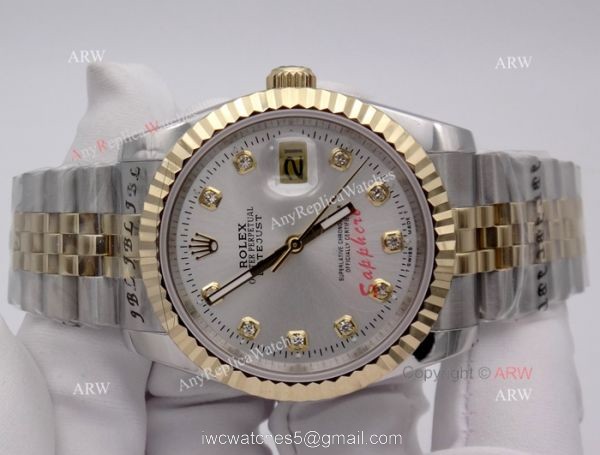 Rolex Datejust 2-Tone Jubilee Silver Diamond 36mm Watch Rolex 16233 Fake Watch 6