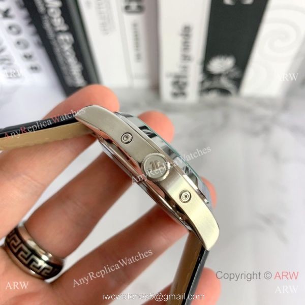 Copy Jaeger-LeCoultre Master Calendar Watch Silver Face Black Leather strap 6