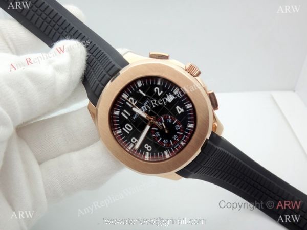 Copy Patek Philippe Aquanaut Chronograph watch Rose Gold Black Dial 6