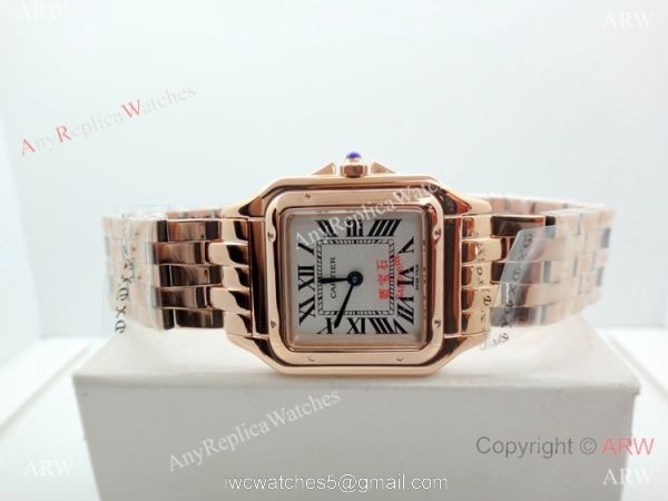 Panthere De Cartier Silver Dial Rose Gold watch 27mm Medium size 6