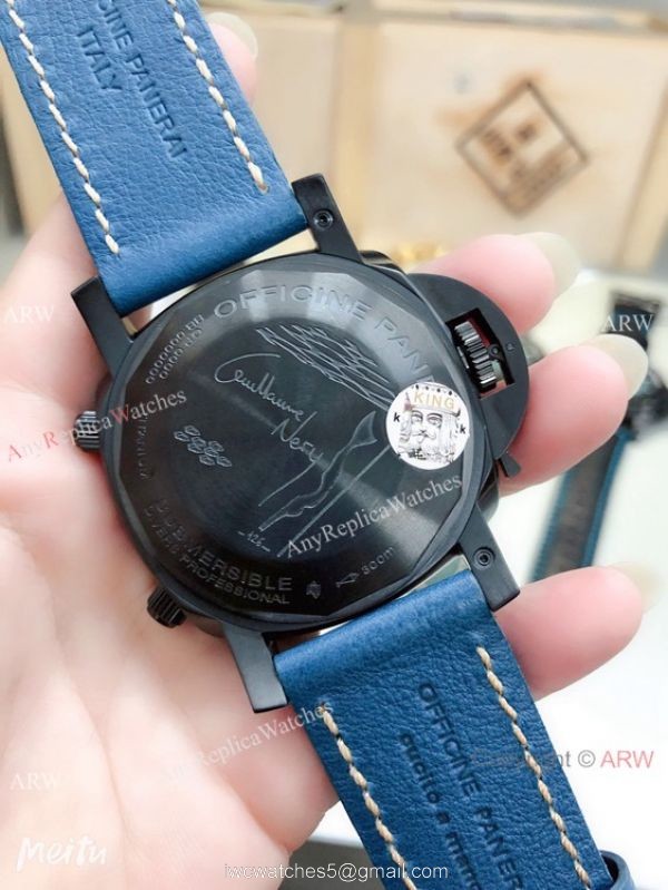 Replica Panerai PAM 983 Luminor Submersible Chrono Guillaume Nery Edition Watch Blue Dial 6