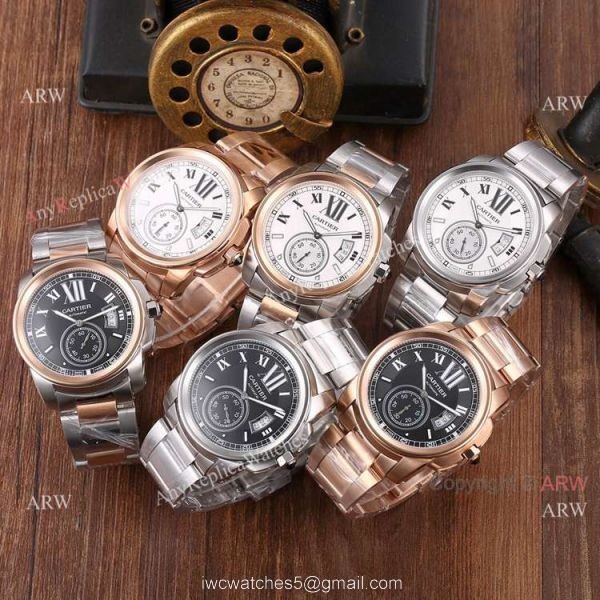 High Quality Replica Cartier Calibre de Cartier 2 Tone Rose Gold Watches 6