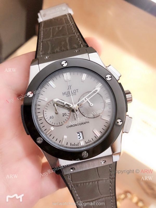 New Replica Hublot Classic Fusion Chrono Watches Black Bezel Black Rubber Band 6